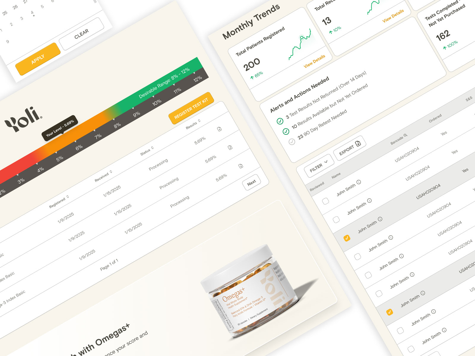 Yoli Omegas Testing Dashboard - Project Preview